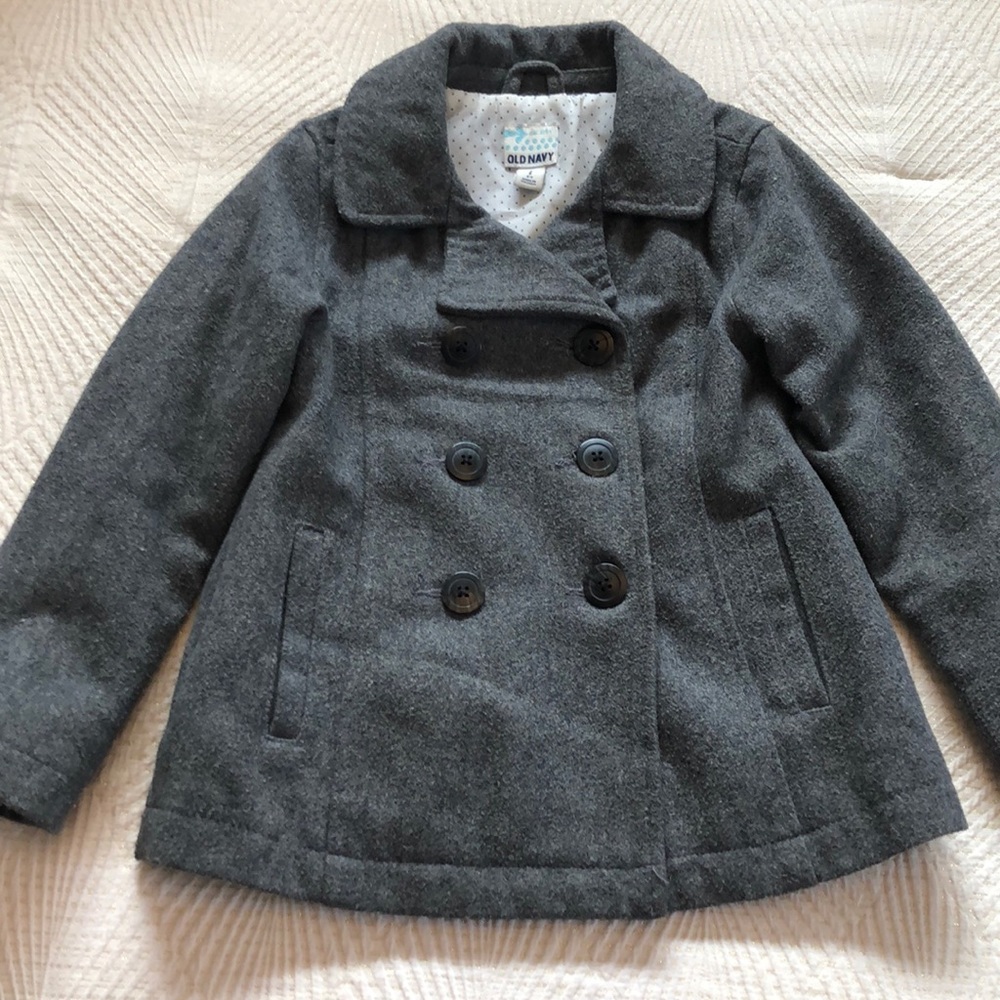 Girls old navy gray pea coat size S (6-7)
